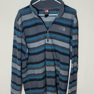 The North Face Gray and Blue Striped Quarter-Zip